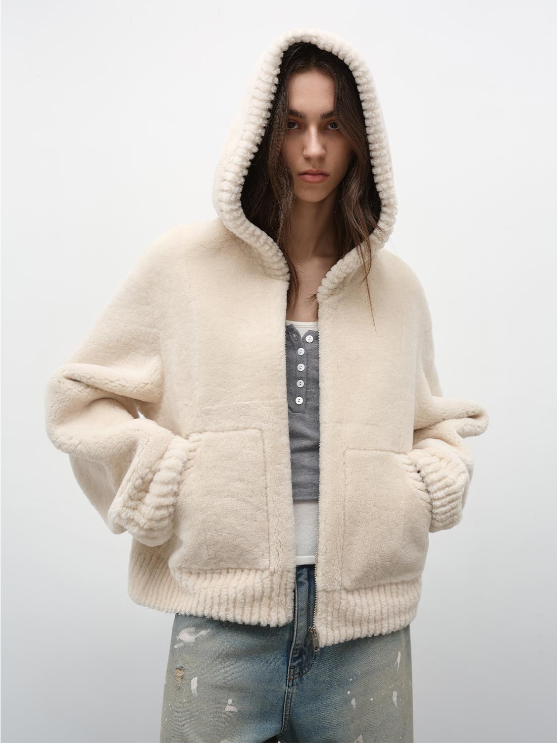 Bad boy hooded merino sheepskin jacket-1