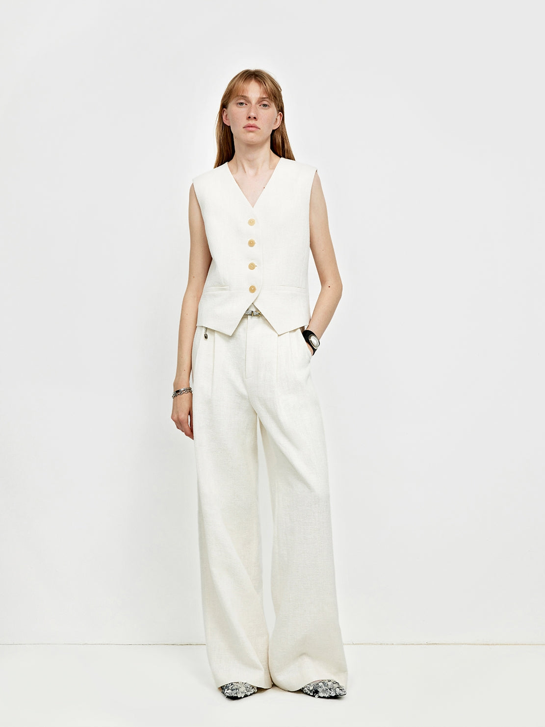 "Diary of an Old Friend" Customized Breathable Ramie Oversize Suit Vest Set-3
