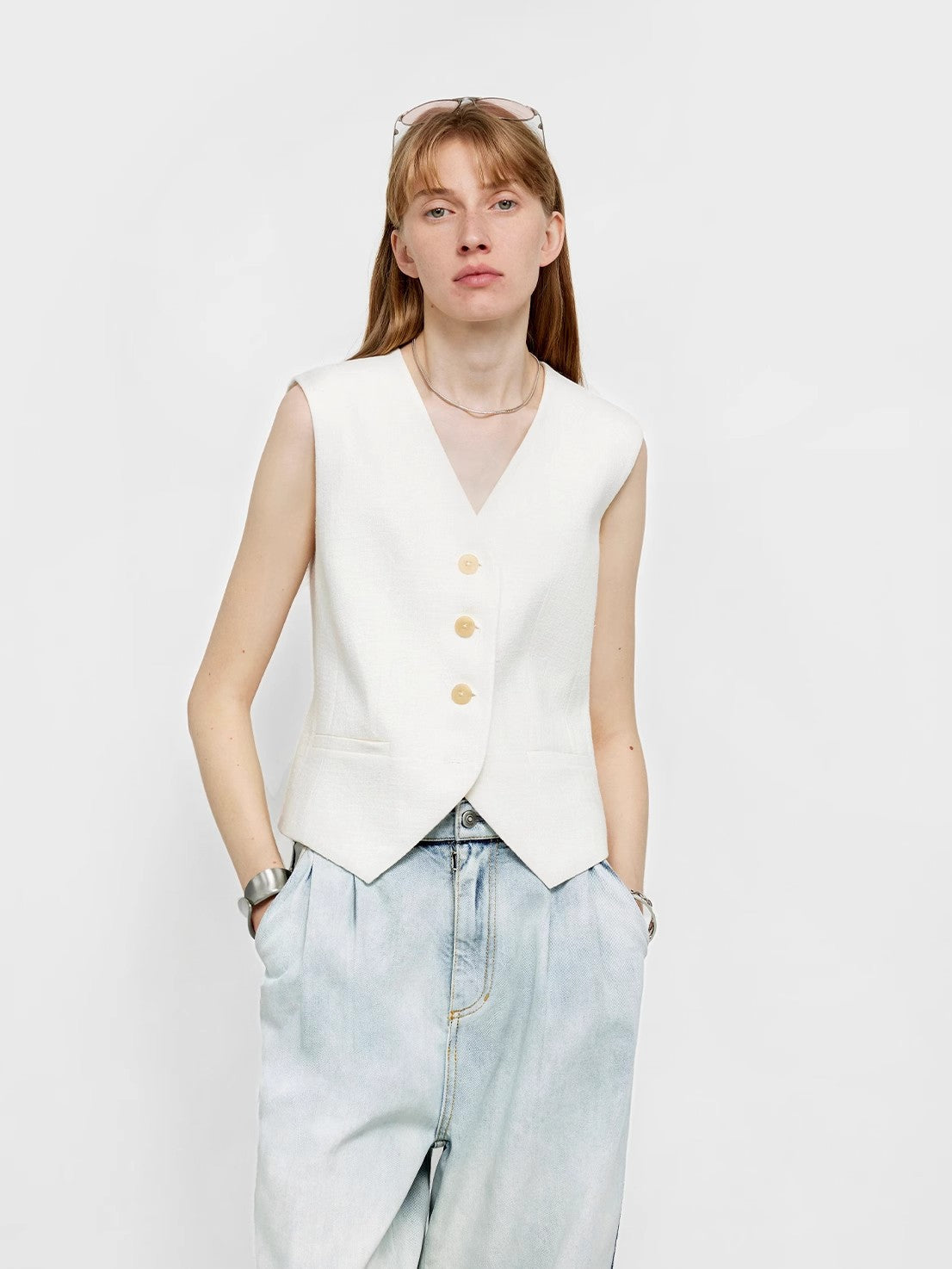 "Diary of an Old Friend" Customized Breathable Ramie Oversize Suit Vest Set-0