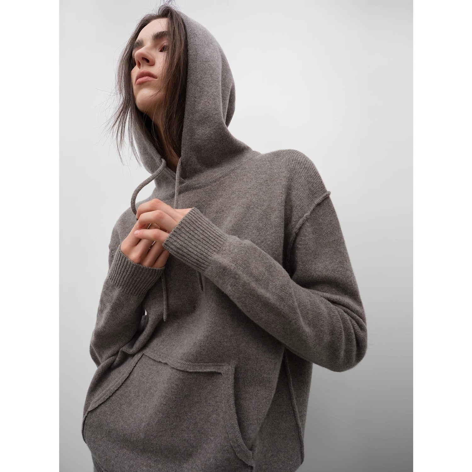 "Relaxed Encounter" Stylish Casual Sports Wool Knit Hoodie and Straight-Leg Leisure Pants Set-1