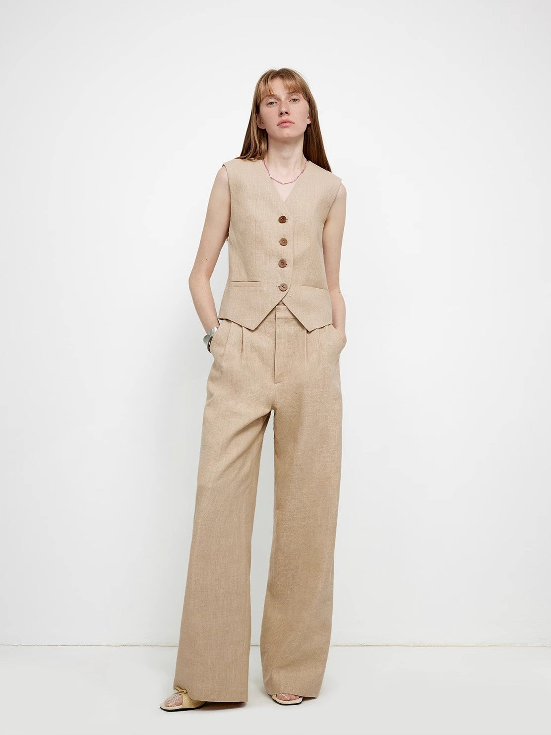 "Diary of an Old Friend" Customized Breathable Ramie Oversize Suit Vest Set-2