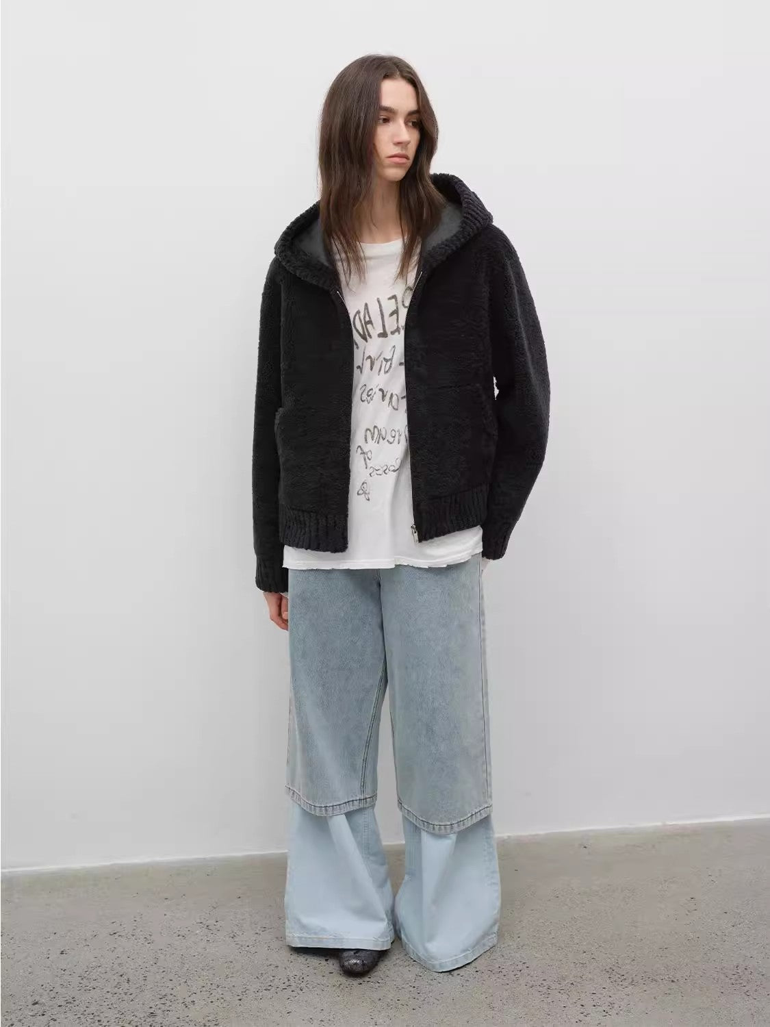 Bad boy hooded merino sheepskin jacket-2