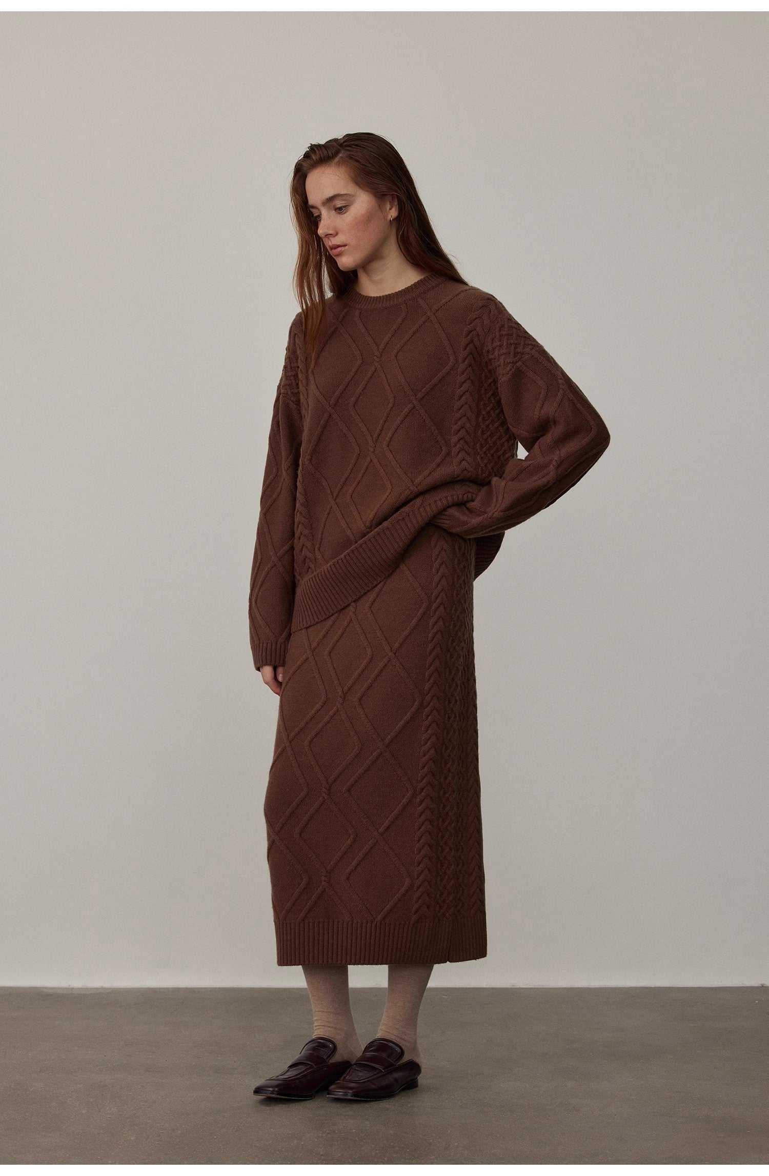 "Rozen Maiden" 26S Australian Merino Wool Cable Skirt-2