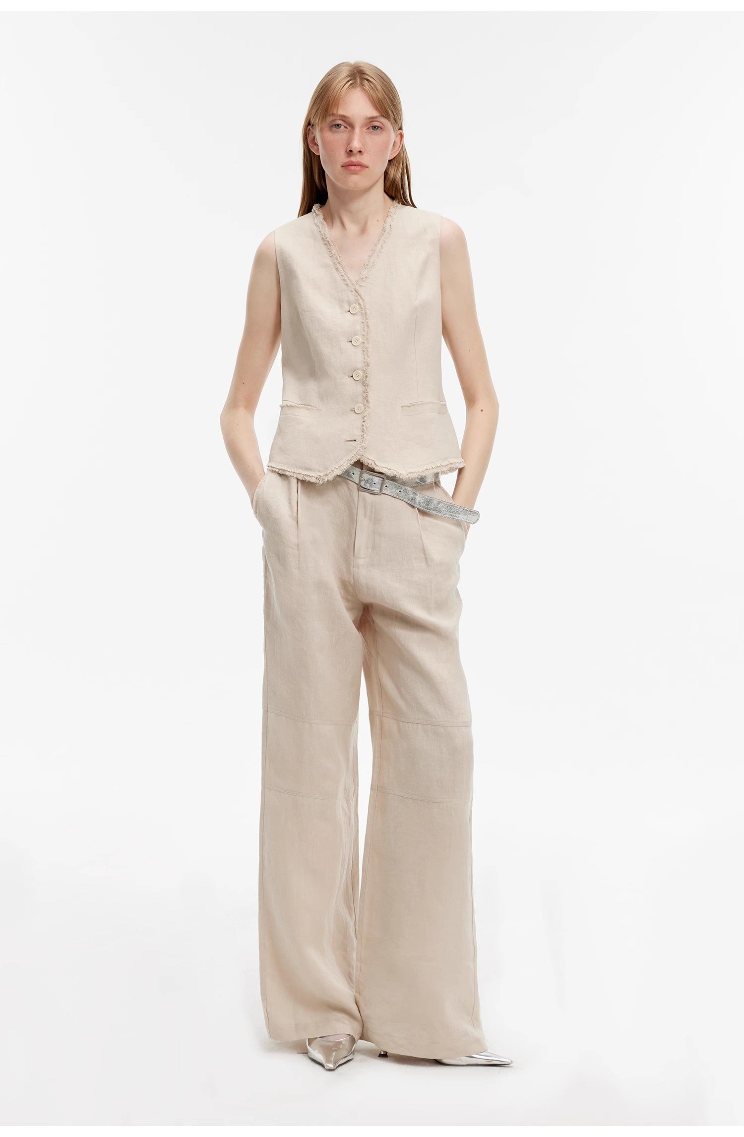 "Diary of an Old Friend" Customized Breathable Ramie Oversize Suit Vest Set-14