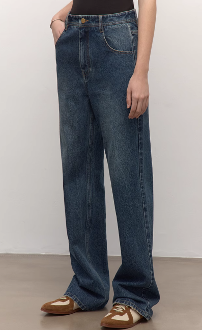 TOP grade long-staple cotton basic micro-stacked straight jeans-1