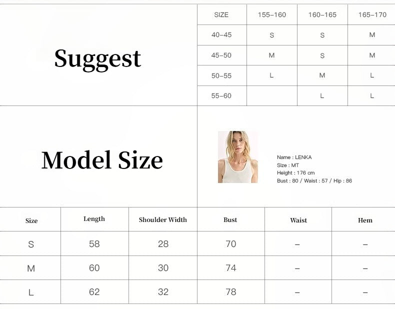 20NM ultra-fine high-quality silk, smooth and elegant U-neck straight knitted vest T-2