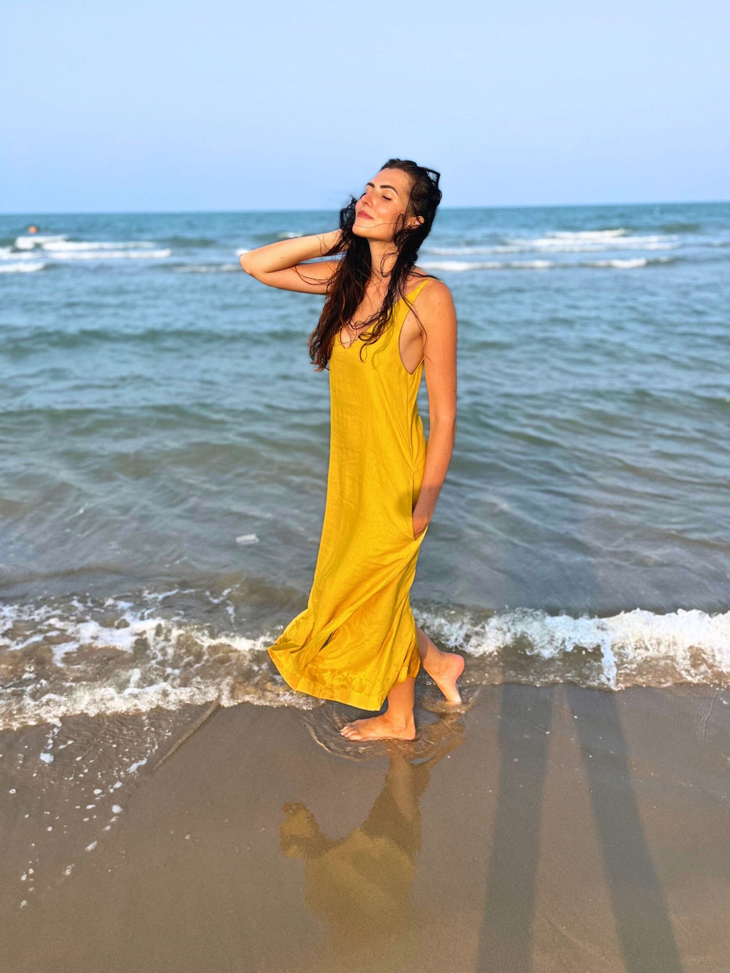 Linen Maxi Dress with Pockets-1