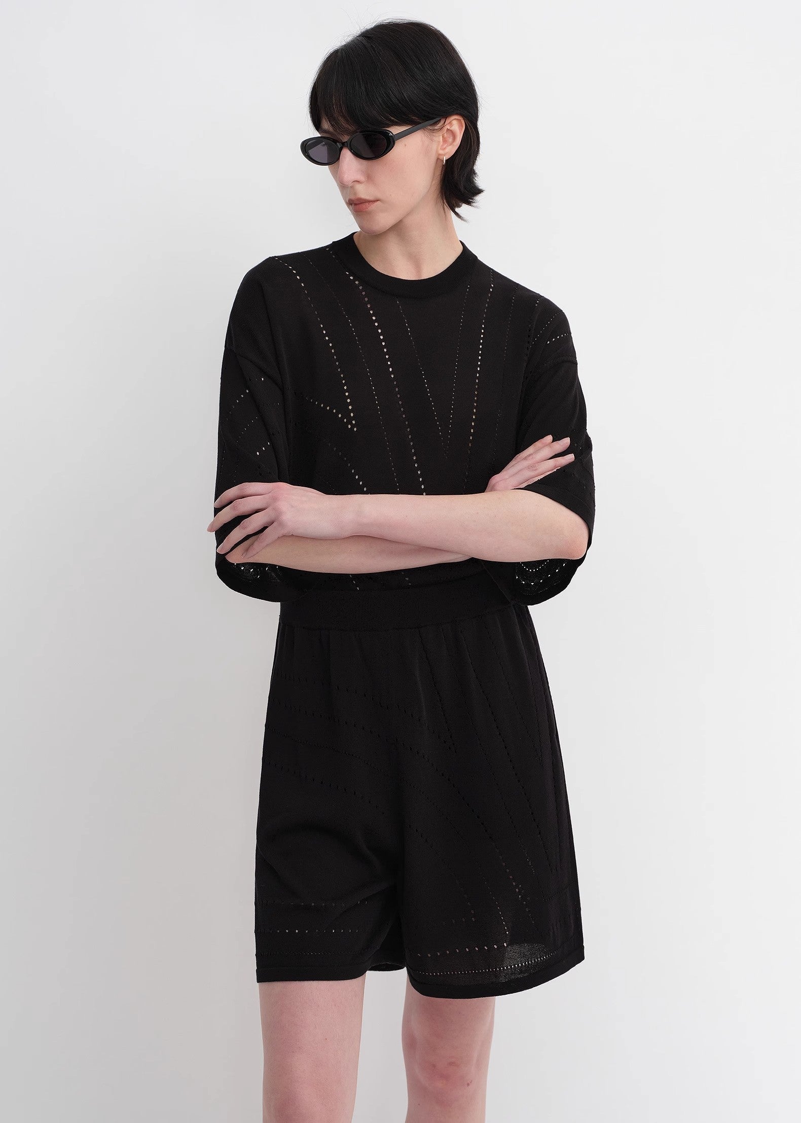 Customized Acetate Cotton Geometric Linen Knitted Suit-3