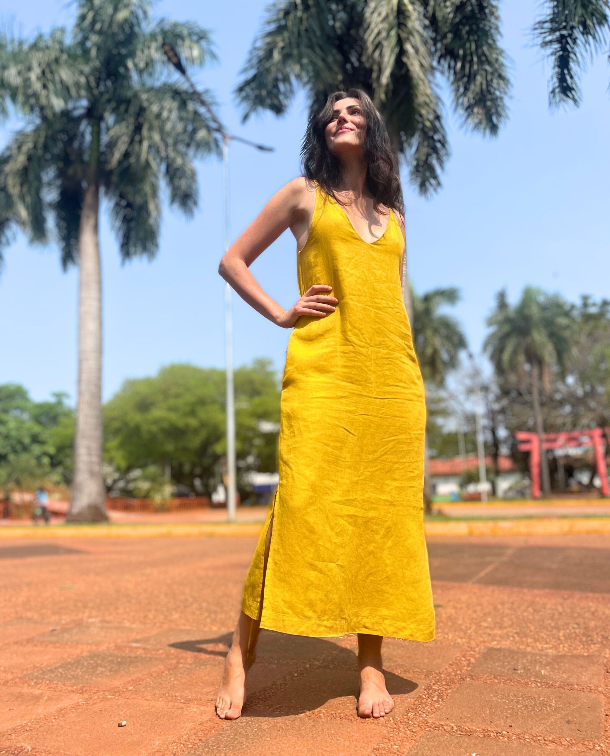 Linen Maxi Dress with Pockets-2
