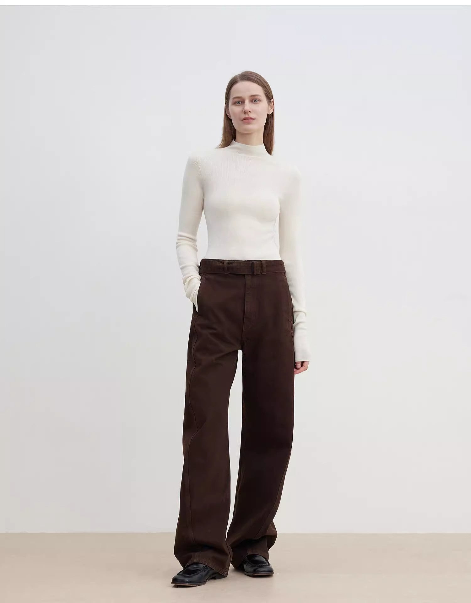 "Shadow Dance" Washed jeans women's design slim scimitar pants-0