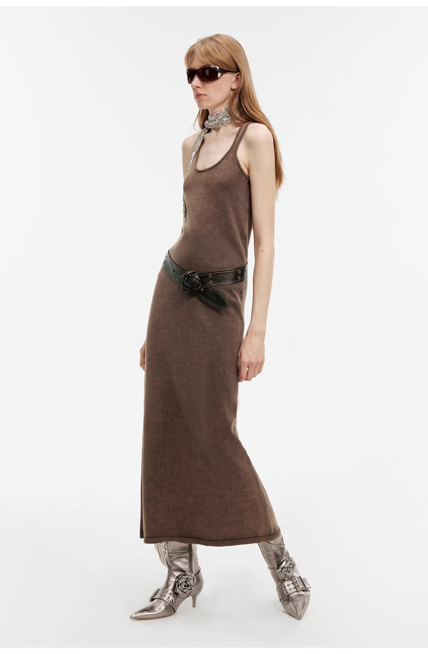 "Cool Girl Recipe" Luxury brand exclusive ferment-washed distressed vest dress-4