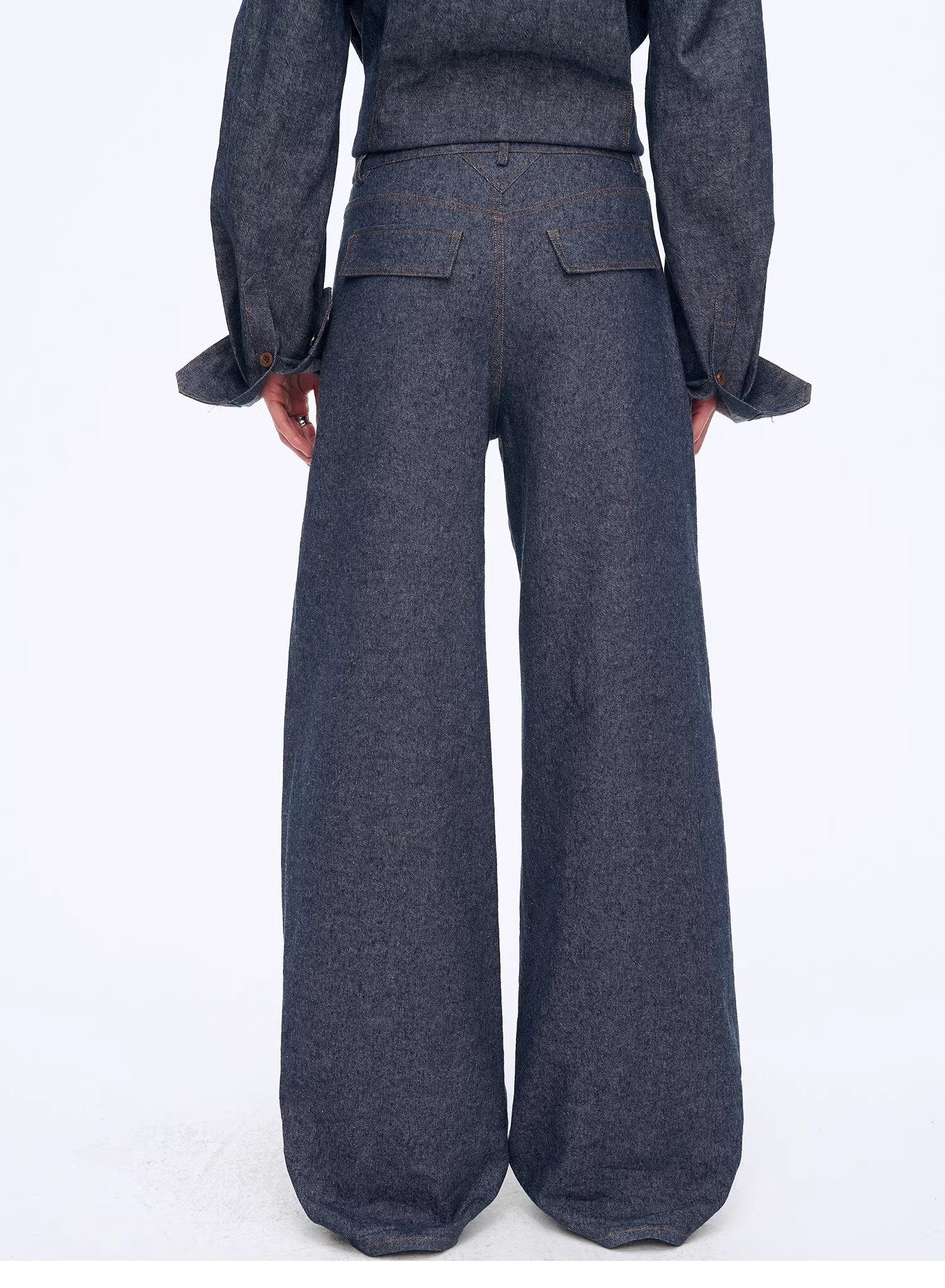 "Berlin Street" old money style linen material stand-up silhouette double waist scimitar casual trousers spring-4