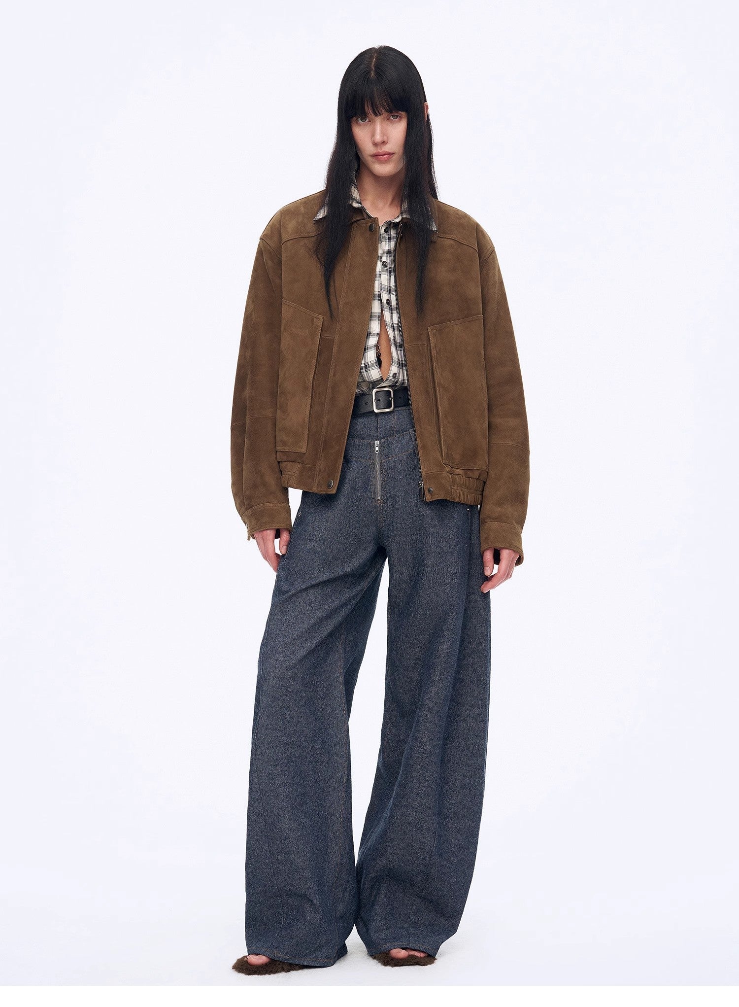 "Berlin Street" old money style linen material stand-up silhouette double waist scimitar casual trousers spring-0