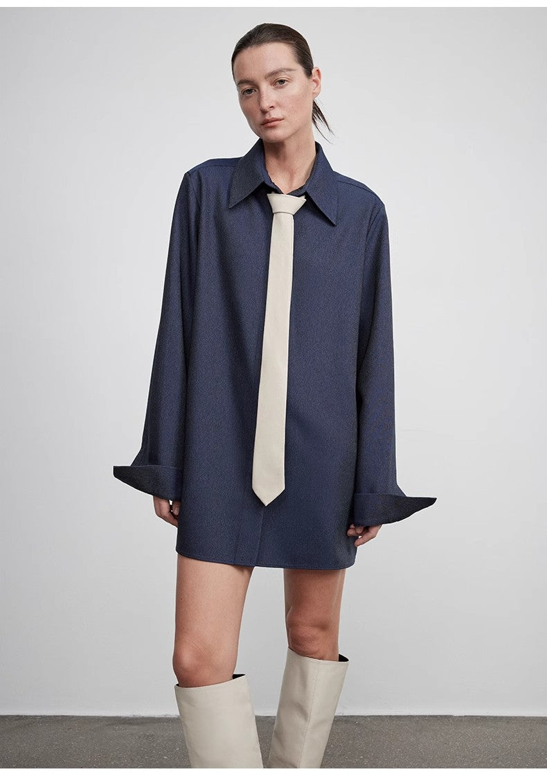 Long shirt with high-end drapey temperament top for women-4