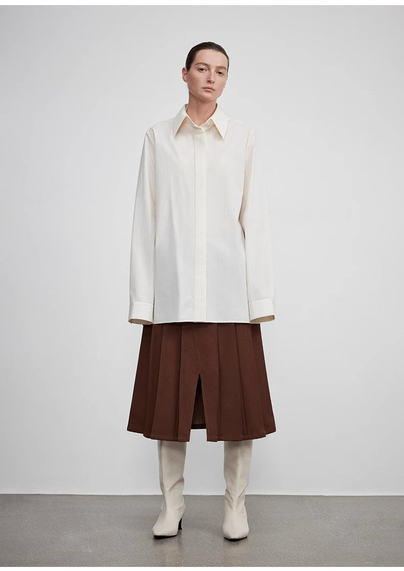 Long shirt with high-end drapey temperament top for women-0