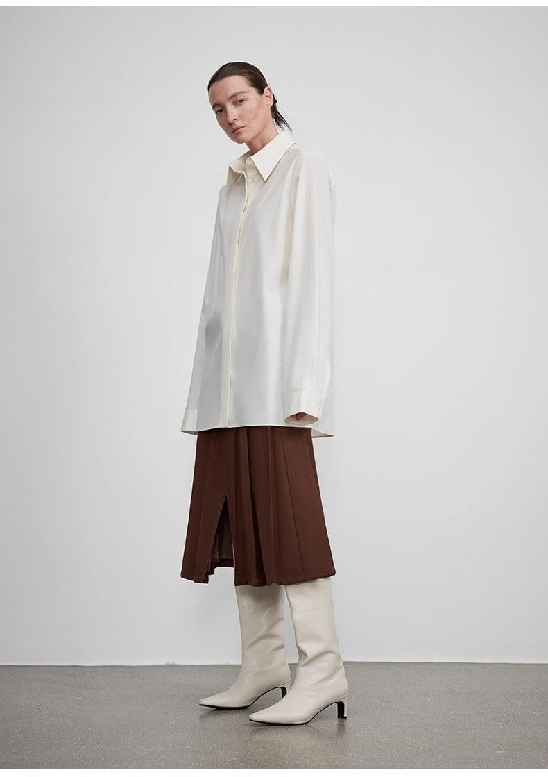 Long shirt with high-end drapey temperament top for women-1
