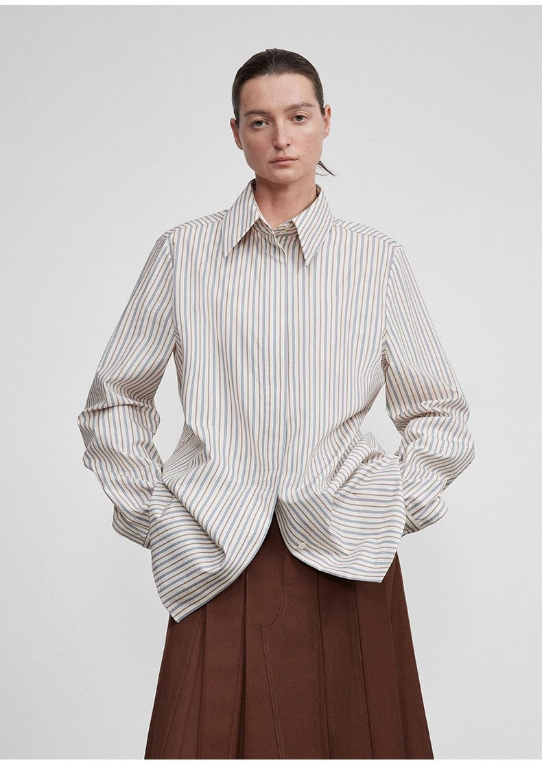 Long shirt with high-end drapey temperament top for women-2