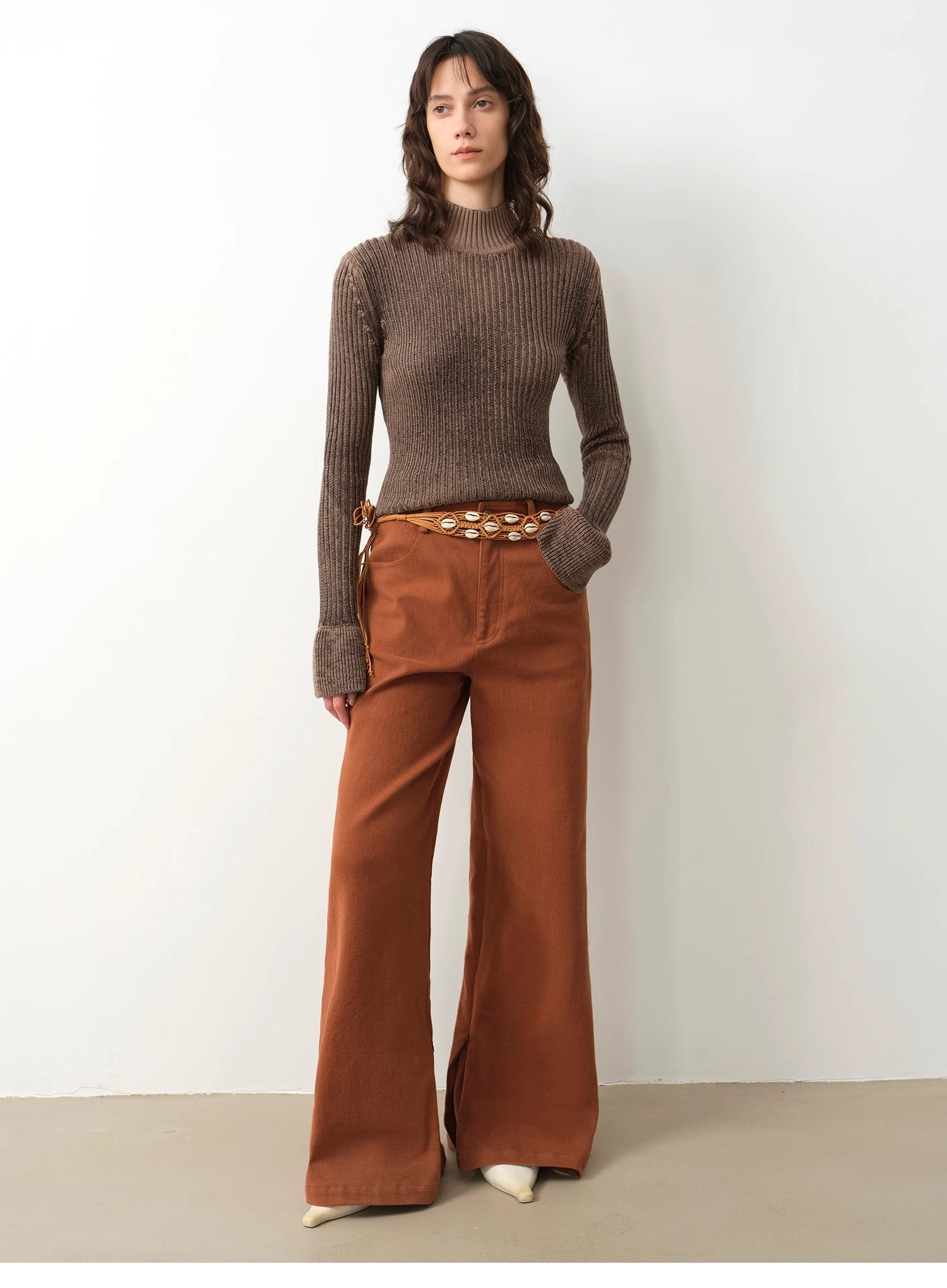 "Mid-Autumn Afternoon" Haute couture retro versatile straight-leg slightly flared wide-leg casual pants-0