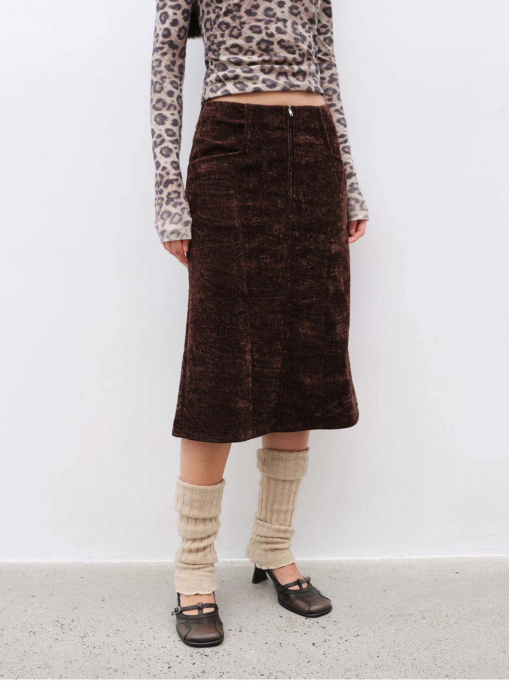 "Autumn Slumber" Unique Stylish Double-Sided Sherpa Textured Versatile Slimming Skirt-1