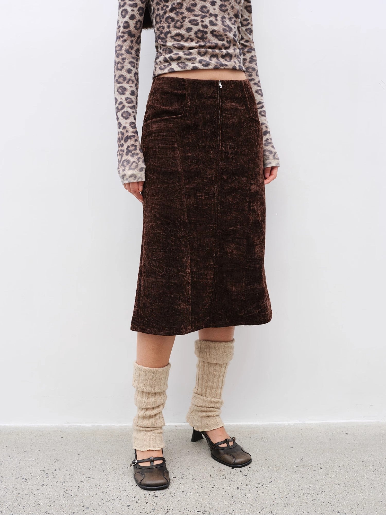 "Autumn Slumber" Unique Stylish Double-Sided Sherpa Textured Versatile Slimming Skirt-1