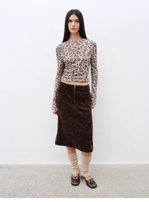"Autumn Slumber" Unique Stylish Double-Sided Sherpa Textured Versatile Slimming Skirt-0