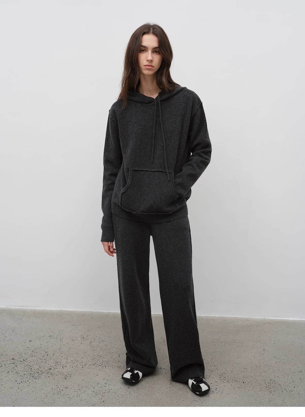 "Relaxed Encounter" Stylish Casual Sports Wool Knit Hoodie and Straight-Leg Leisure Pants Set-16