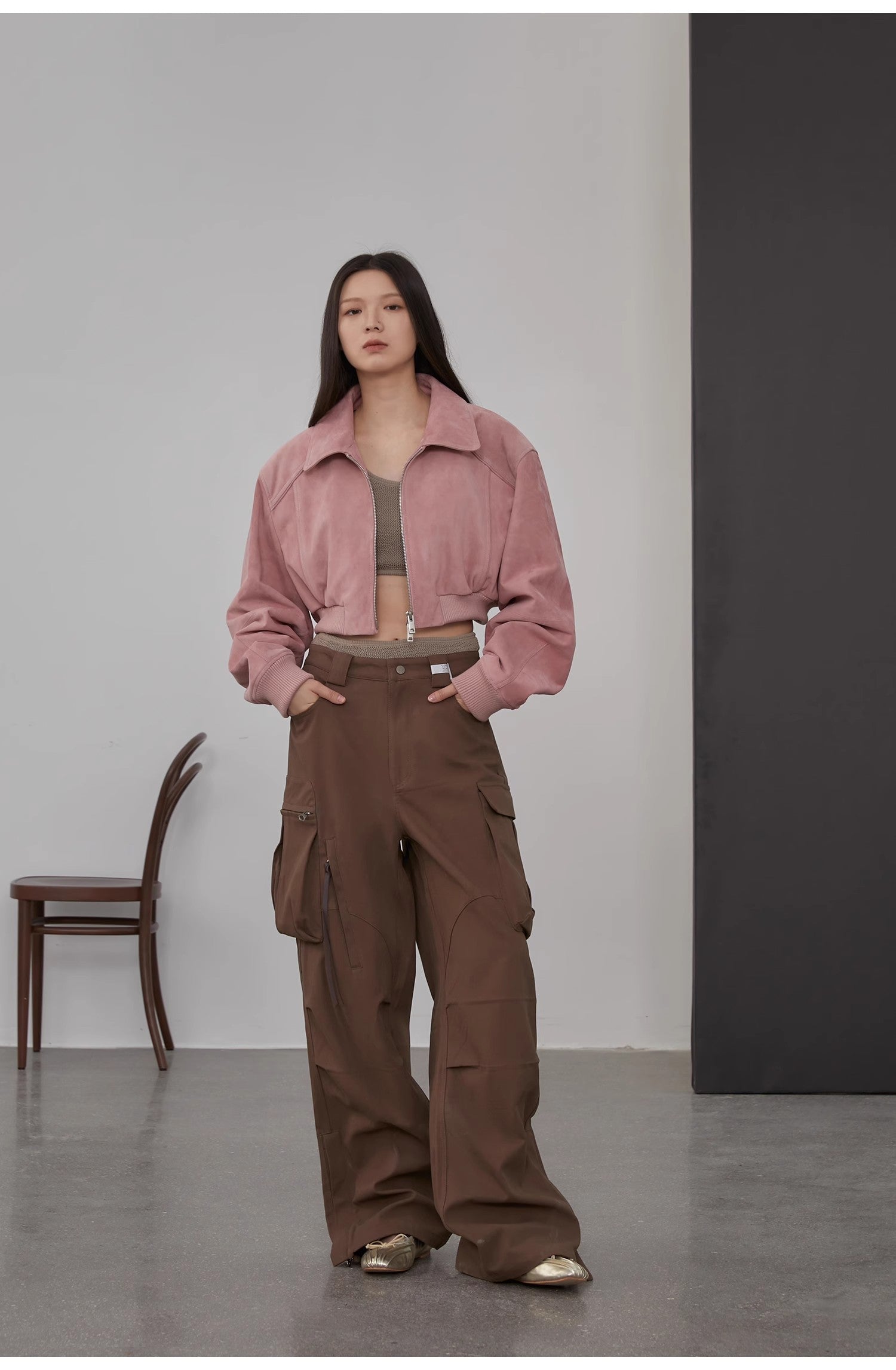 "Witch Game" Retro  Classic Stand Up Sheep Leather Short Jacket-0