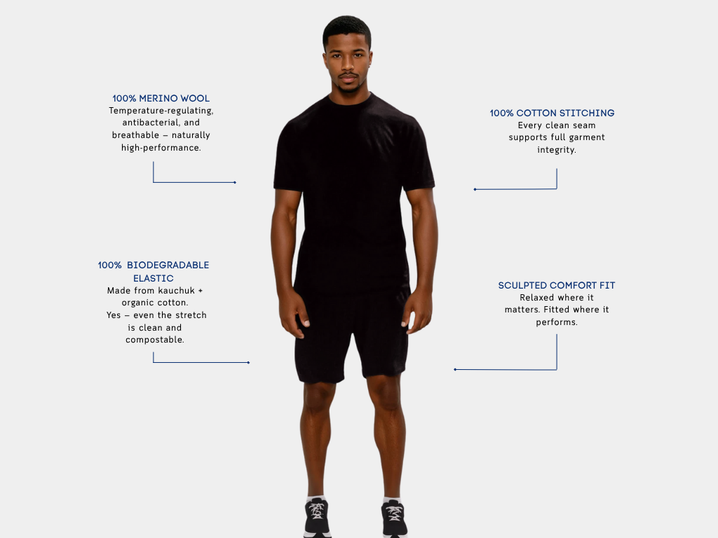 Men's Merino Wool Sports Shorts - Dark Blue-3
