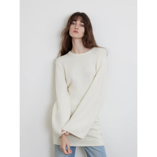 "Autumn Sweet Cheese" merino wool fashionable waist slimming trumpet sleeve sweater for women-1