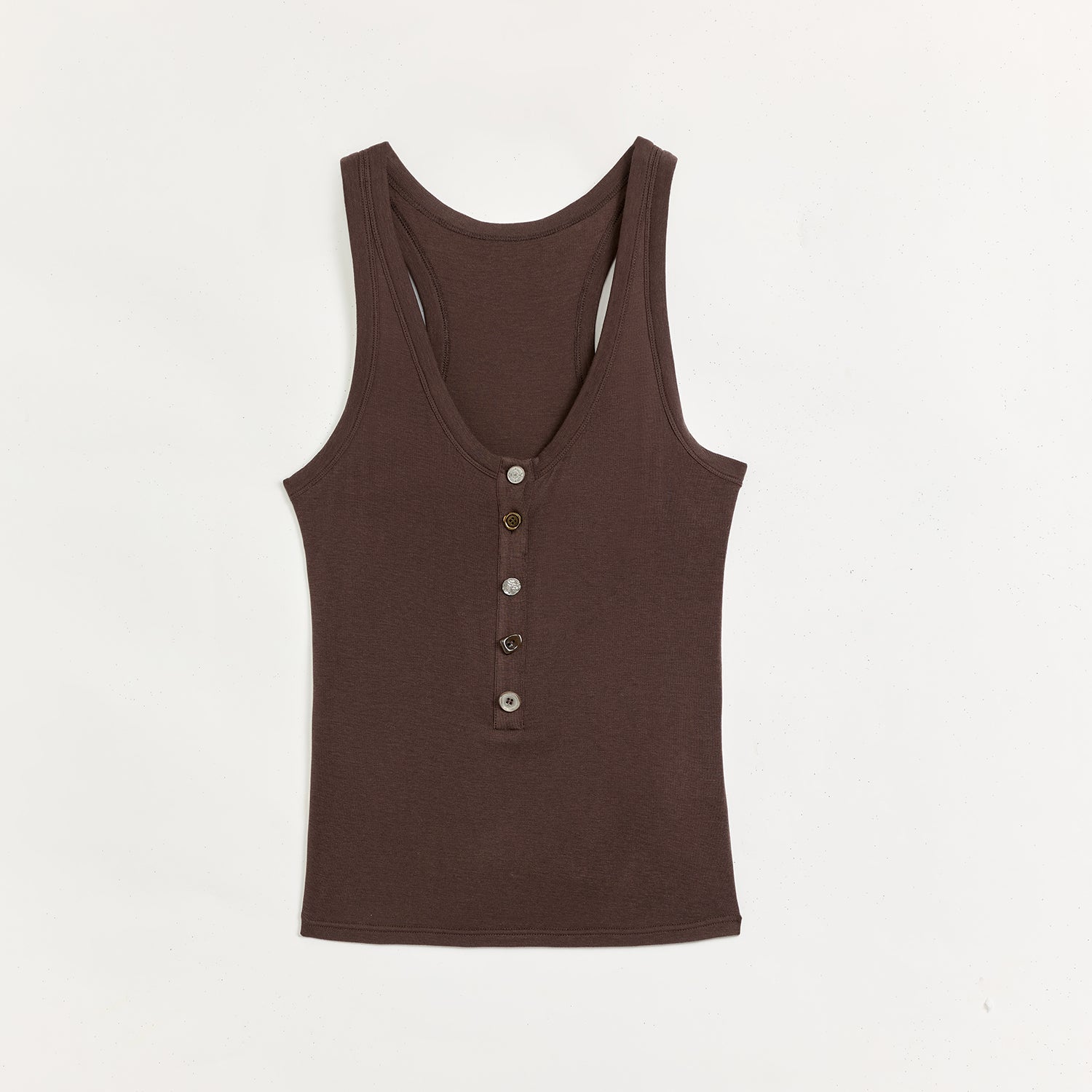 "Weather Forecast" Tencel Acetate U-Henley Neck Fitted Vest-5
