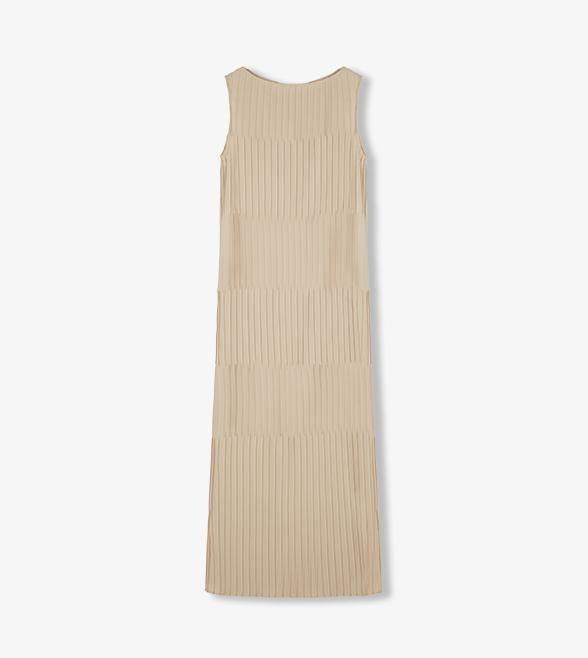 Original design handmade pleated straight sleeveless boat neck dress-5