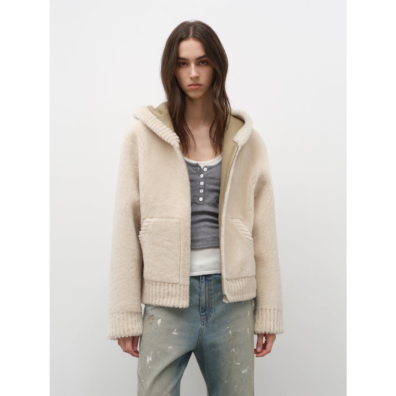 Bad boy hooded merino sheepskin jacket-5