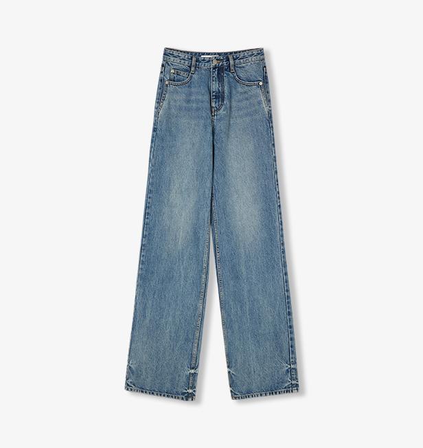 Classic retro old money style, craft washed organic cotton, retro straight slim jeans-5