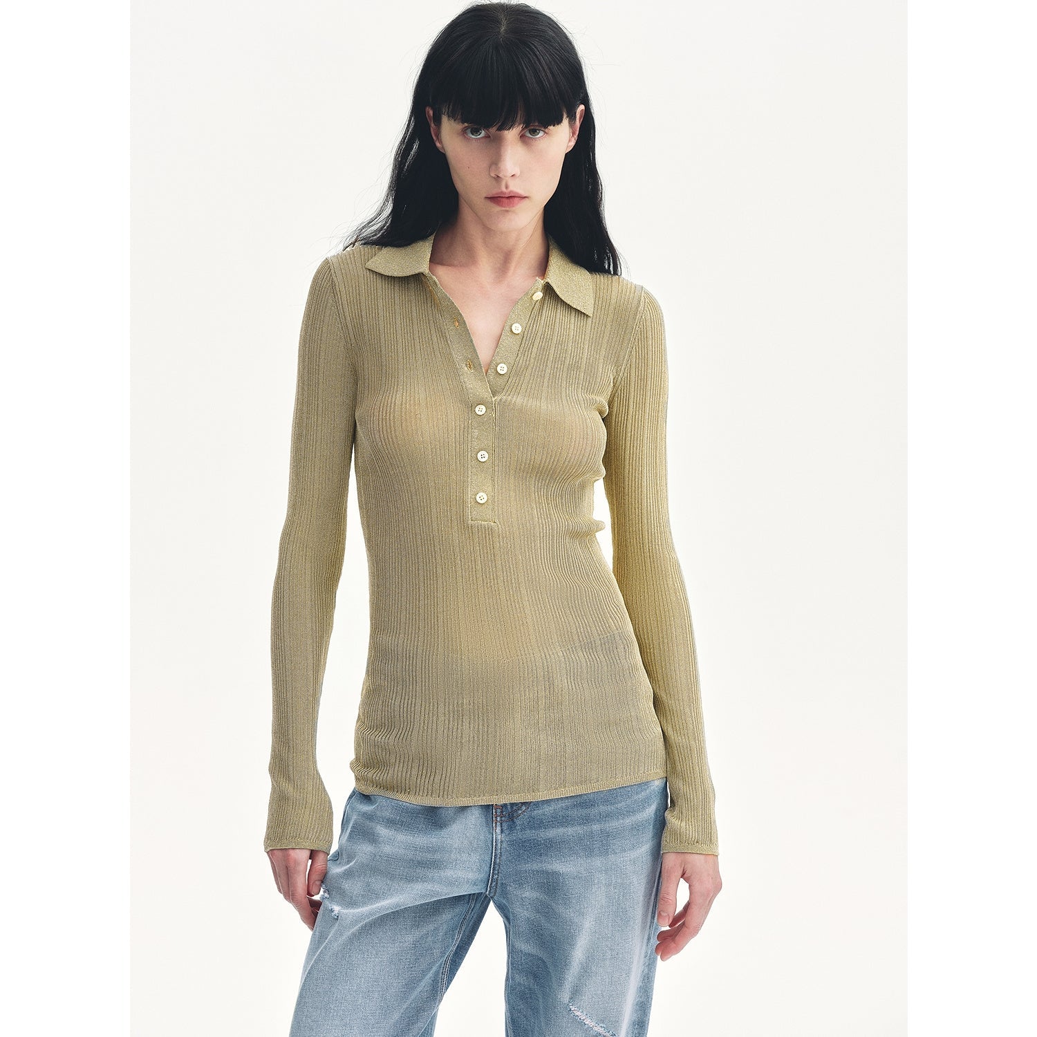 "Spring Inspiration" Retro Slim Fit POLO Neck Sweater-5