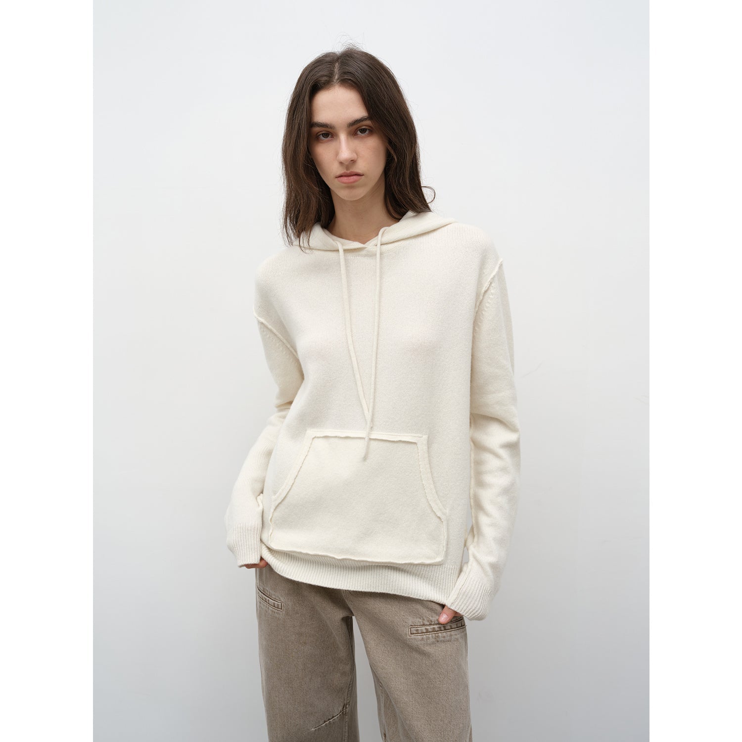 "Relaxed Encounter" Stylish Casual Sports Wool Knit Hoodie and Straight-Leg Leisure Pants Set-5
