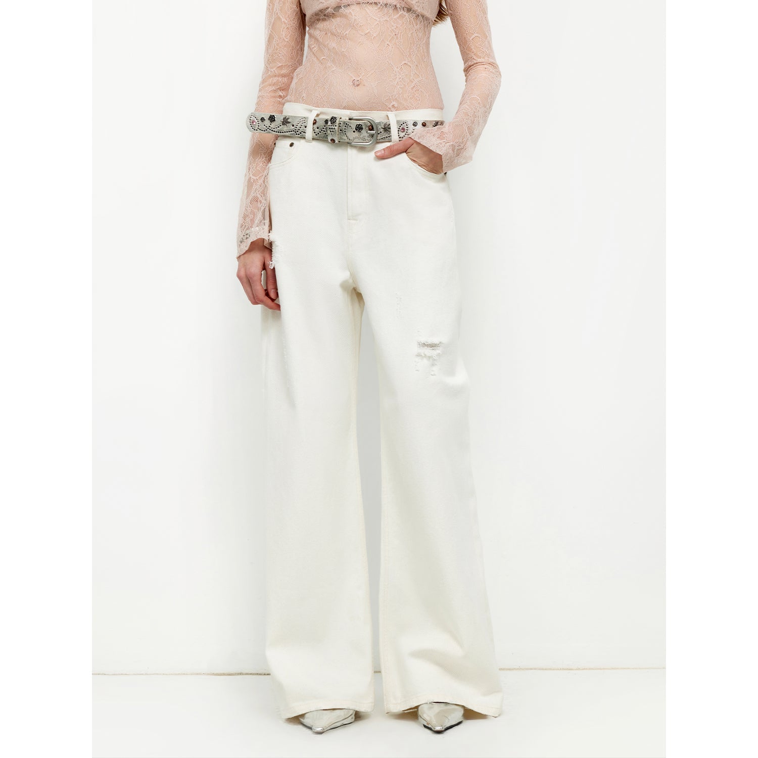 "Adolescent" Retro Street Style Heavy-Wash Low-Waist Straight-Leg Wide-Leg Versatile Light-Wash Jeans-5