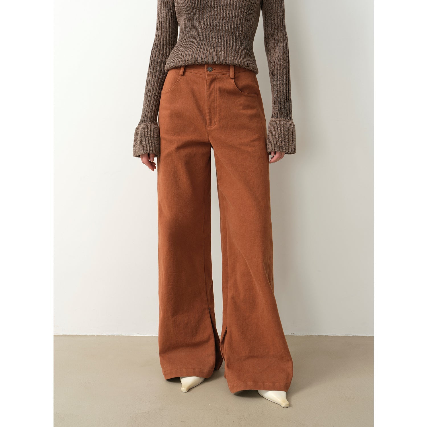 "Mid-Autumn Afternoon" Haute couture retro versatile straight-leg slightly flared wide-leg casual pants-1