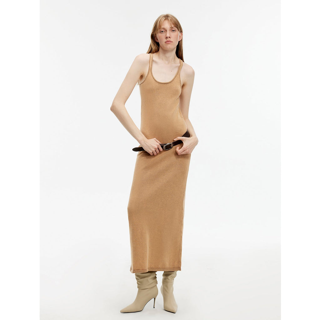"Cool Girl Recipe" Luxury brand exclusive ferment-washed distressed vest dress-5