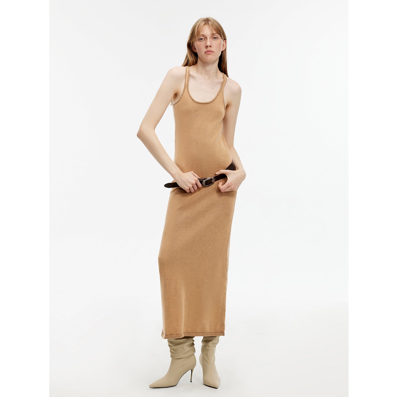 "Cool Girl Recipe" Luxury brand exclusive ferment-washed distressed vest dress-5