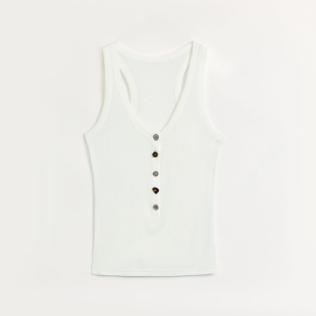 "Weather Forecast" Tencel Acetate U-Henley Neck Fitted Vest-6
