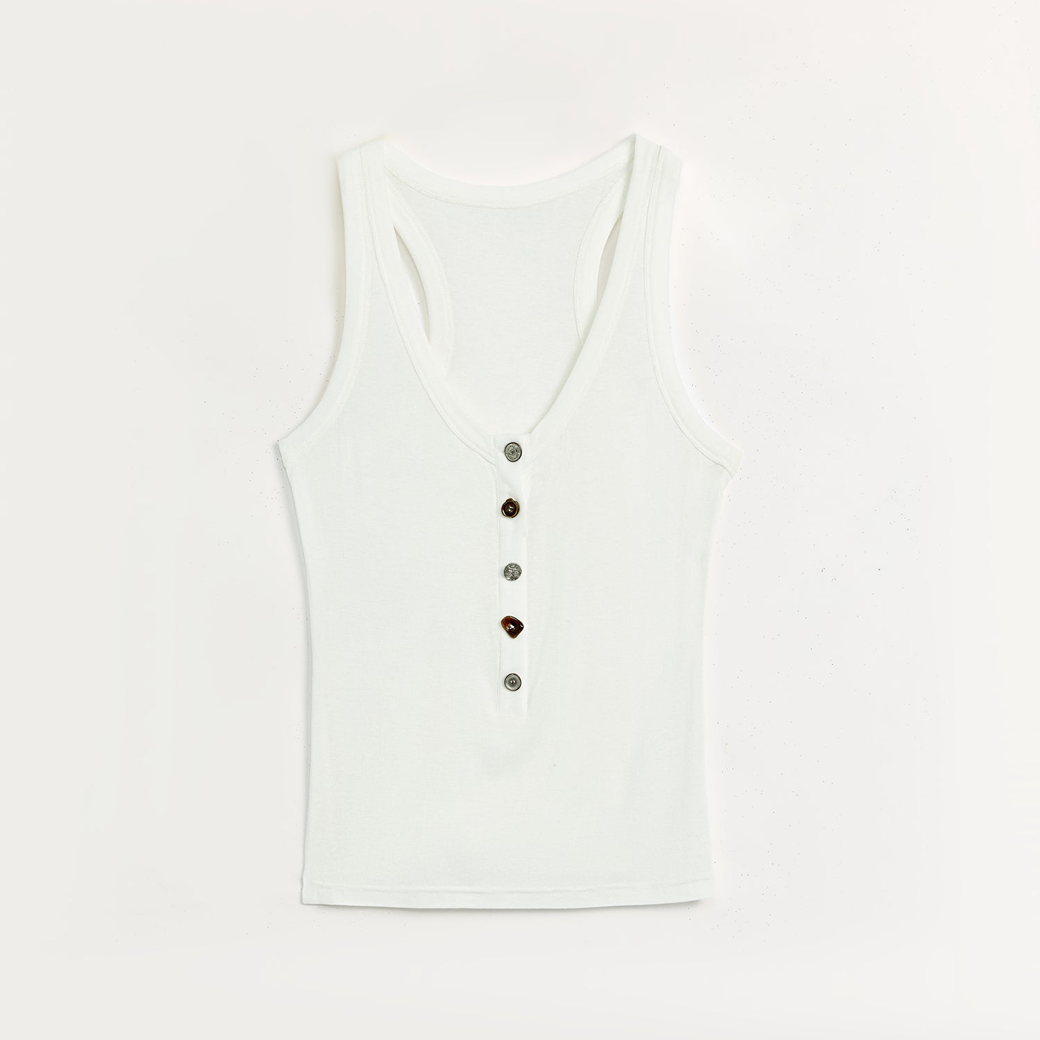 "Weather Forecast" Tencel Acetate U-Henley Neck Fitted Vest-6