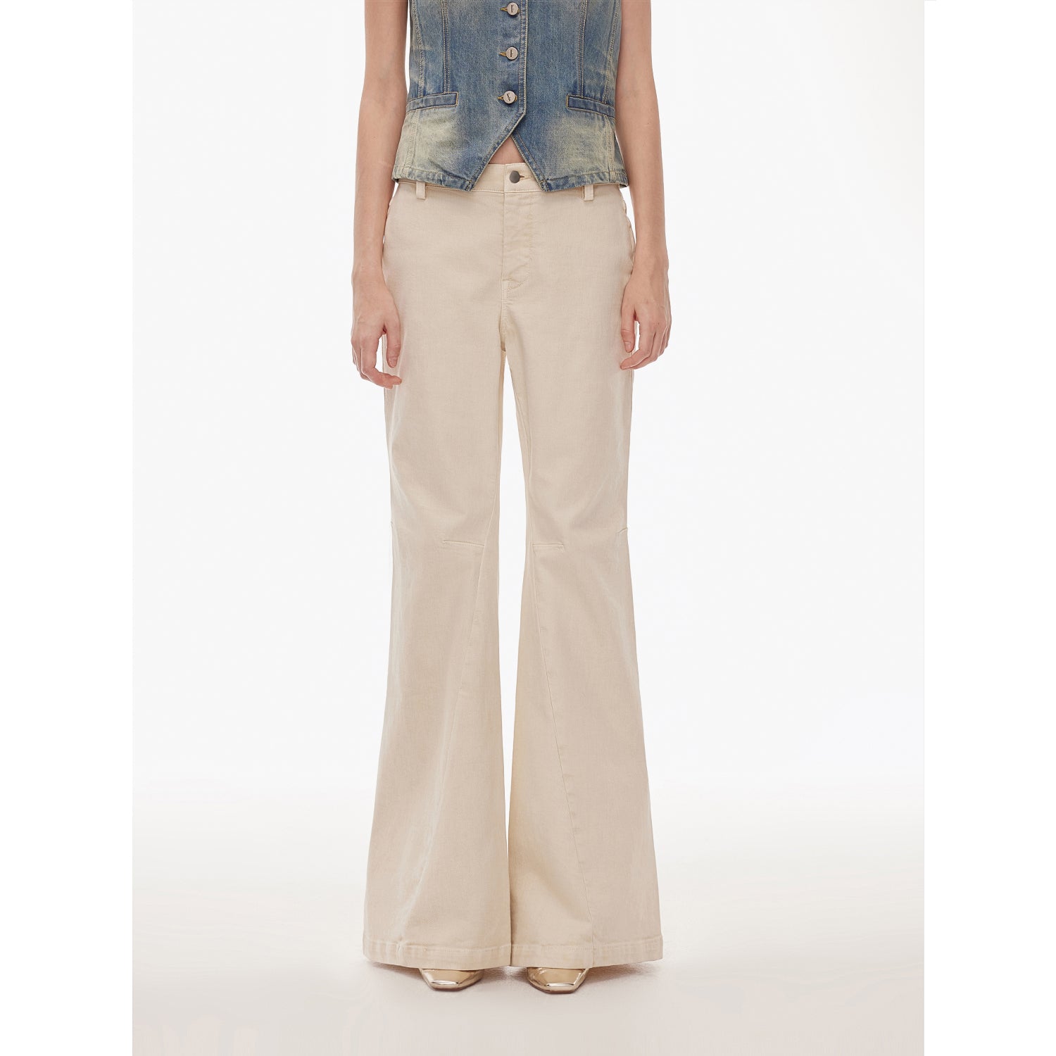 “Denimism”Fashionable Heavy Industry Washed Three-dimensional Versatile Slimming Slightly Flared Denim Trousers-5