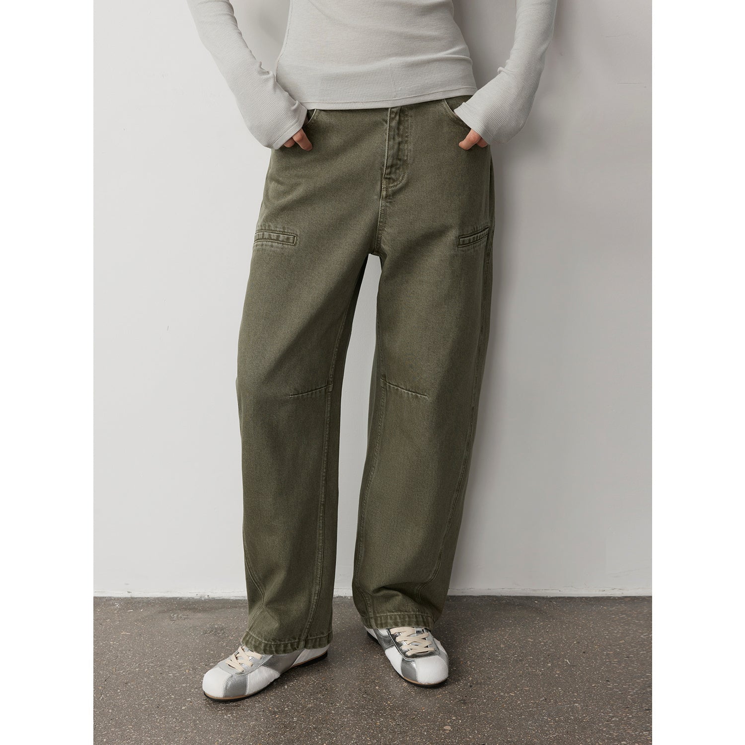 "Primal Instinct" retro distressed wasteland style washed silhouette loose scimitar jeans for autumn-5