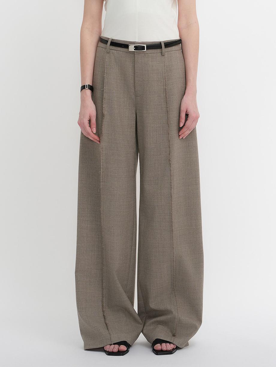 Worsted wool commuter classic drapey raw edge loose straight wide-leg pants-5