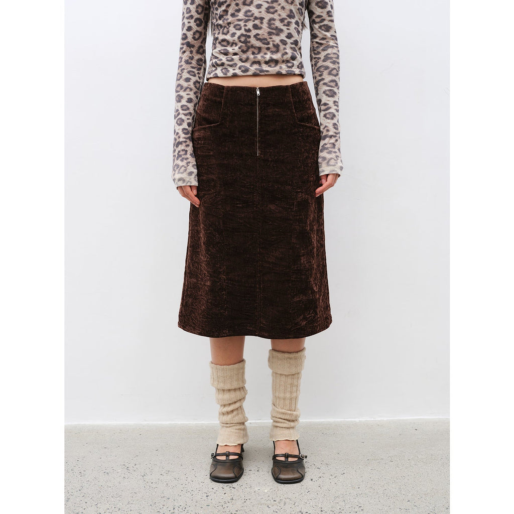 "Autumn Slumber" Unique Stylish Double-Sided Sherpa Textured Versatile Slimming Skirt-5
