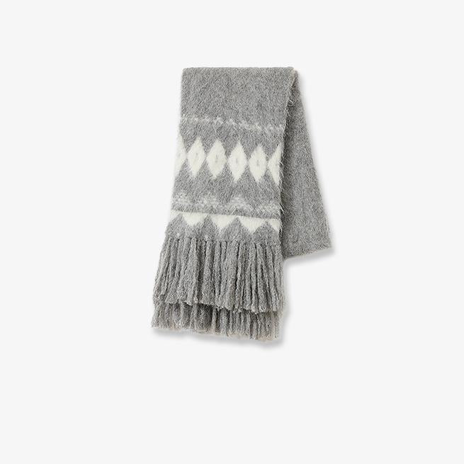 Nepal alpaca wool color clashing jacquard tassel scarf women winter warm shawl 190*27-6