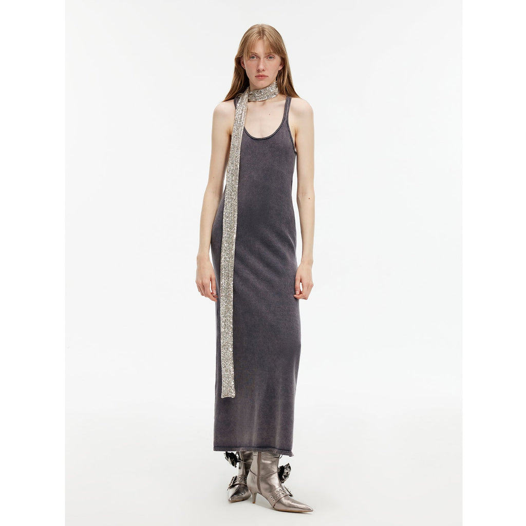 "Cool Girl Recipe" Luxury brand exclusive ferment-washed distressed vest dress-6