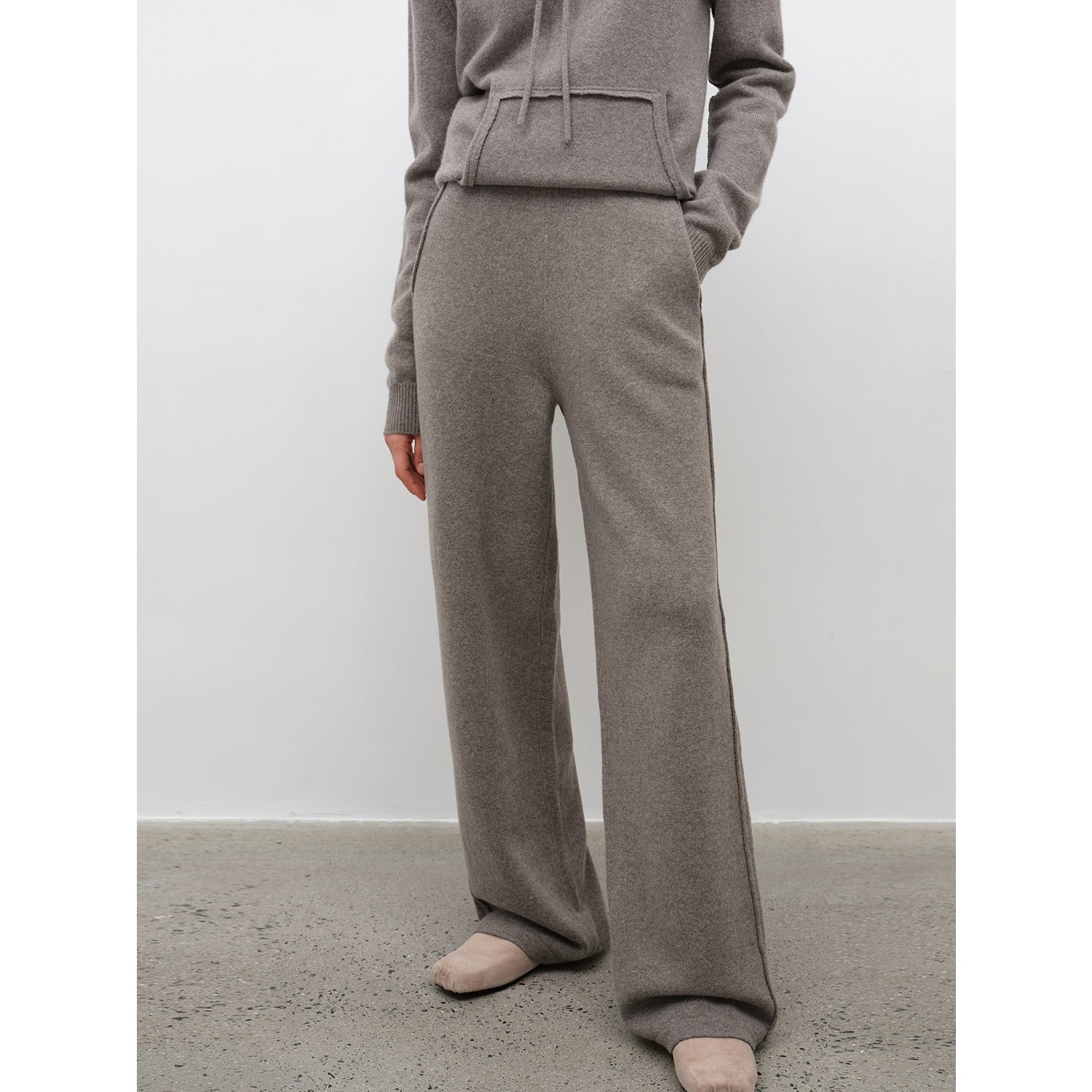 "Relaxed Encounter" Stylish Casual Sports Wool Knit Hoodie and Straight-Leg Leisure Pants Set-10