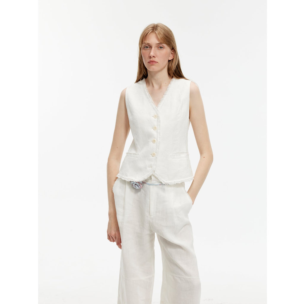 "Diary of an Old Friend" Customized Breathable Ramie Oversize Suit Vest Set-9
