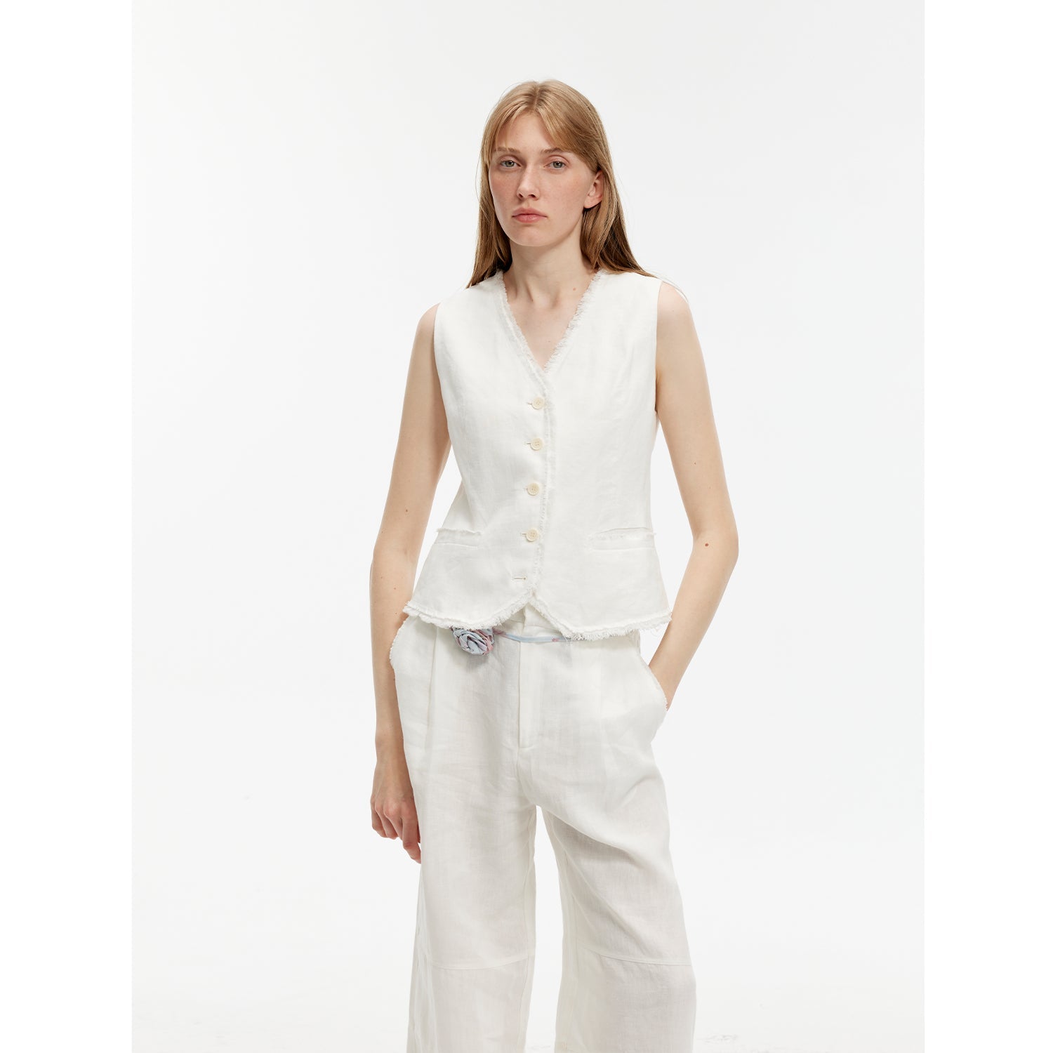 "Diary of an Old Friend" Customized Breathable Ramie Oversize Suit Vest Set-9